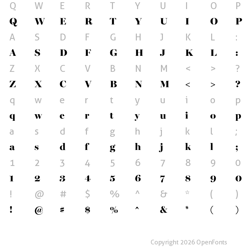 Character Map of Miller Banner Black