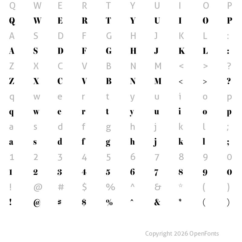 Character Map of Miller Banner Extra Condensed Black