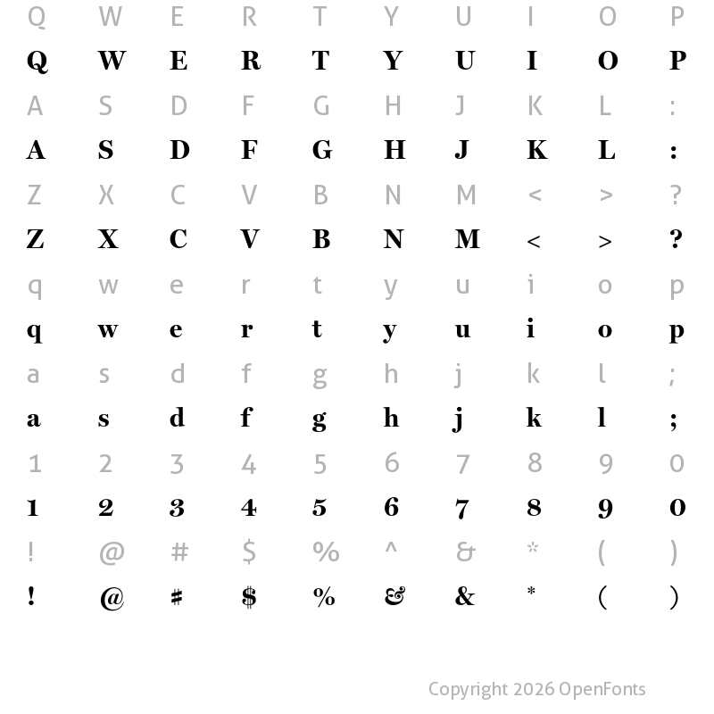 Character Map of Miller Display Bold