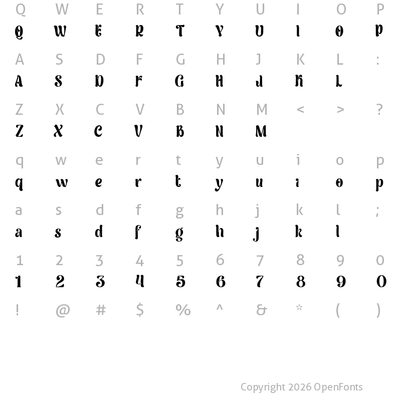 Character Map of Milli Demo Regular