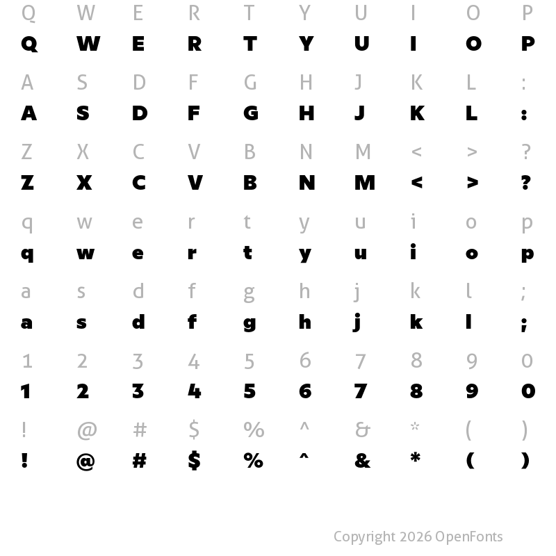 Character Map of Milliard Black