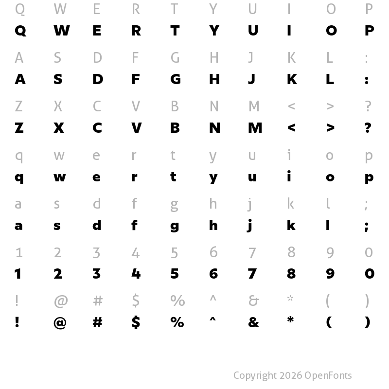 Character Map of Milliard ExtraBold