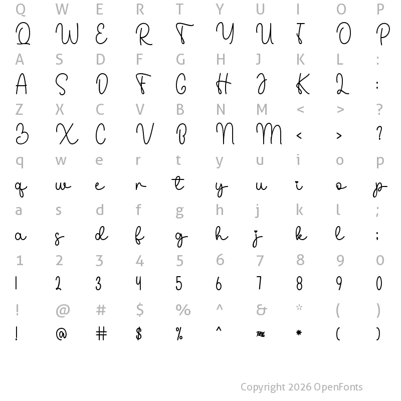 Character Map of Millie Regular