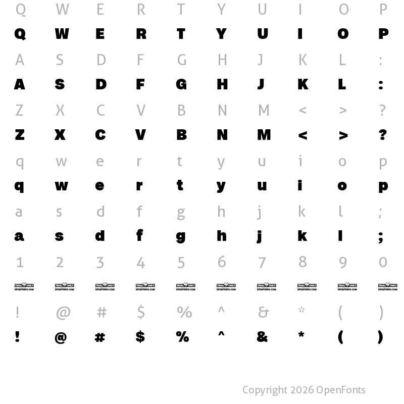 Character Map of Milligram Macro Trial Heavy