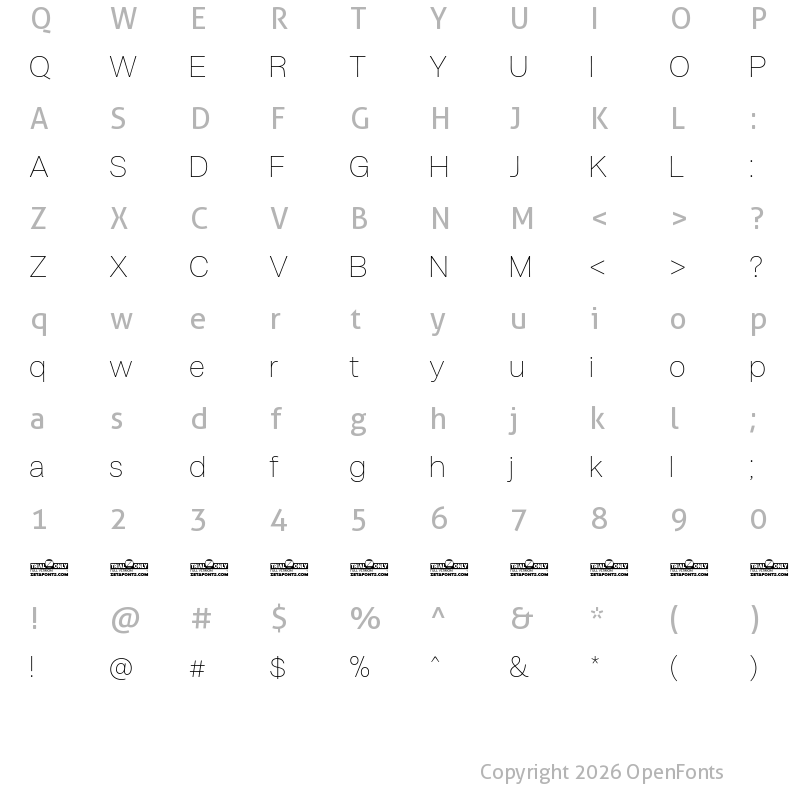 Character Map of Milligram Macro Trial Thin