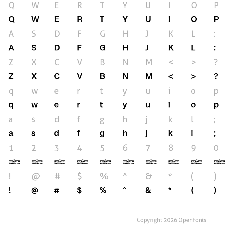 Character Map of Milligram Trial Medium