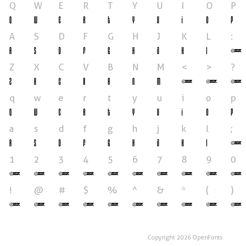 Character Map of MillwonDemo Regular
