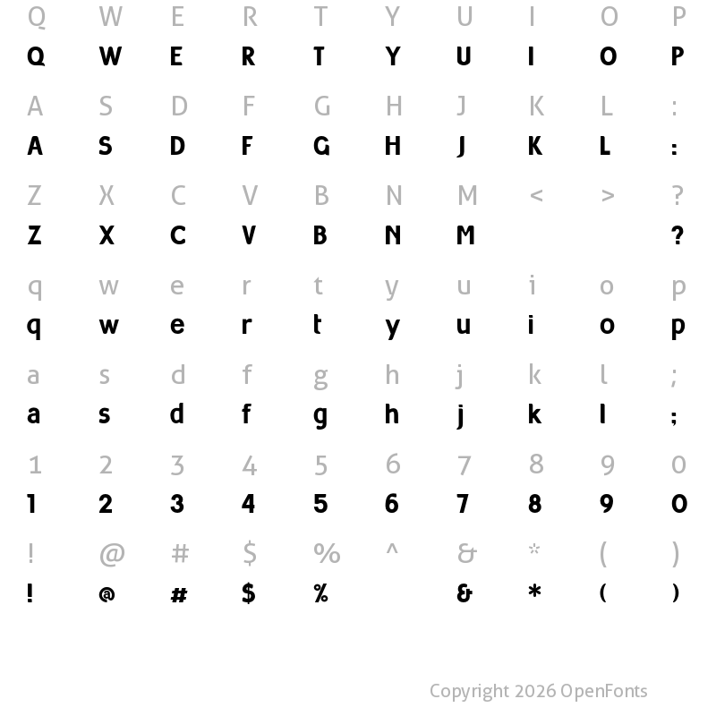 Character Map of Milocha Regular