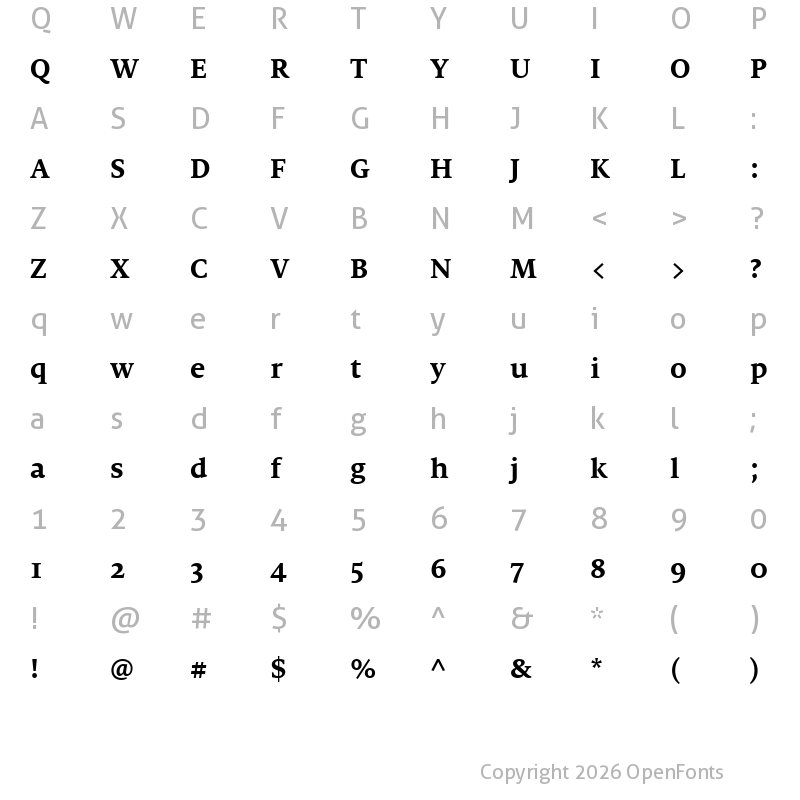 Character Map of MiloSerifWebW04-Bold Regular