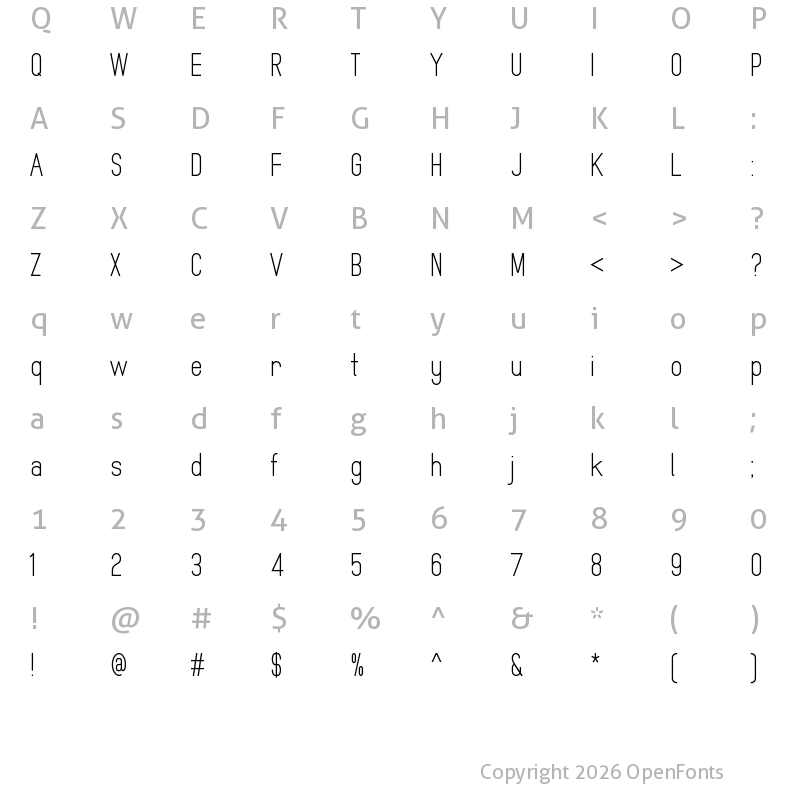 Character Map of MindBlue Regular
