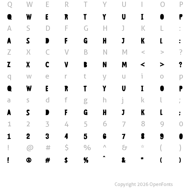 Character Map of Mindflyers Fill Regular