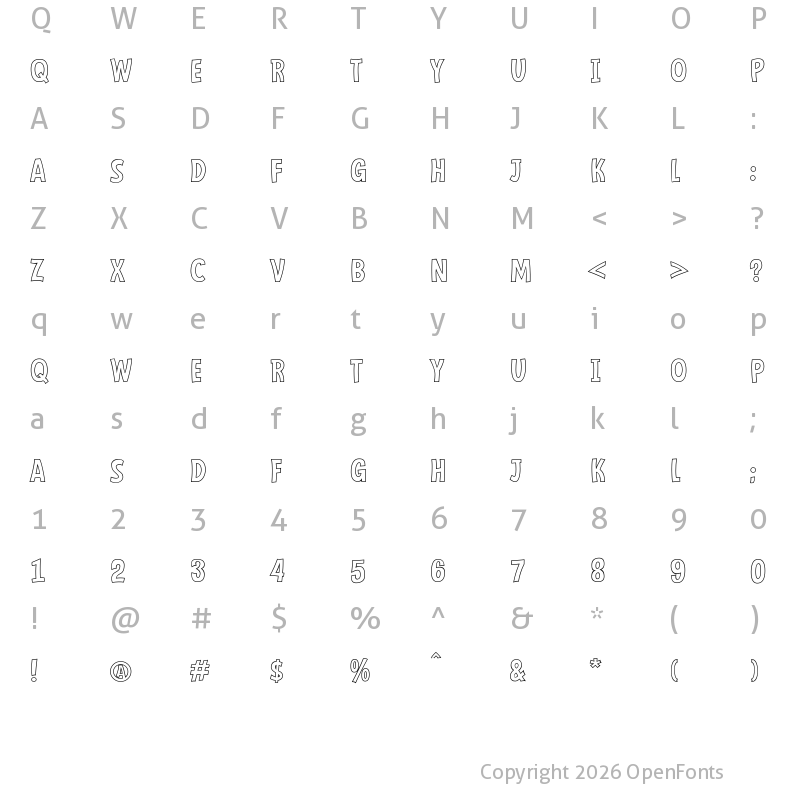 Character Map of Mindflyers Outline Regular