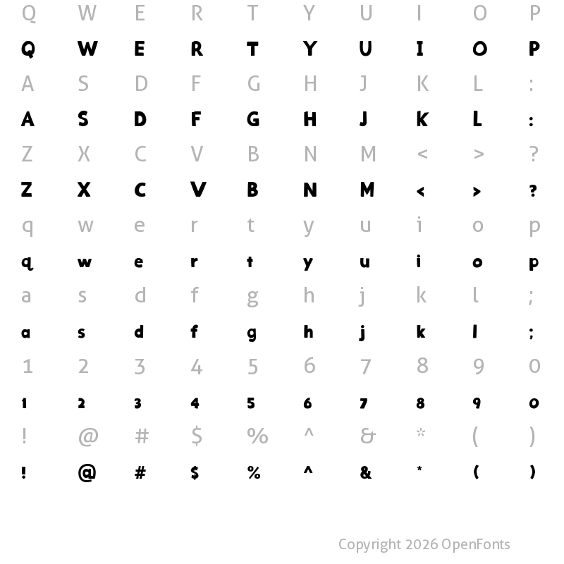 Character Map of Mini Moment Regular