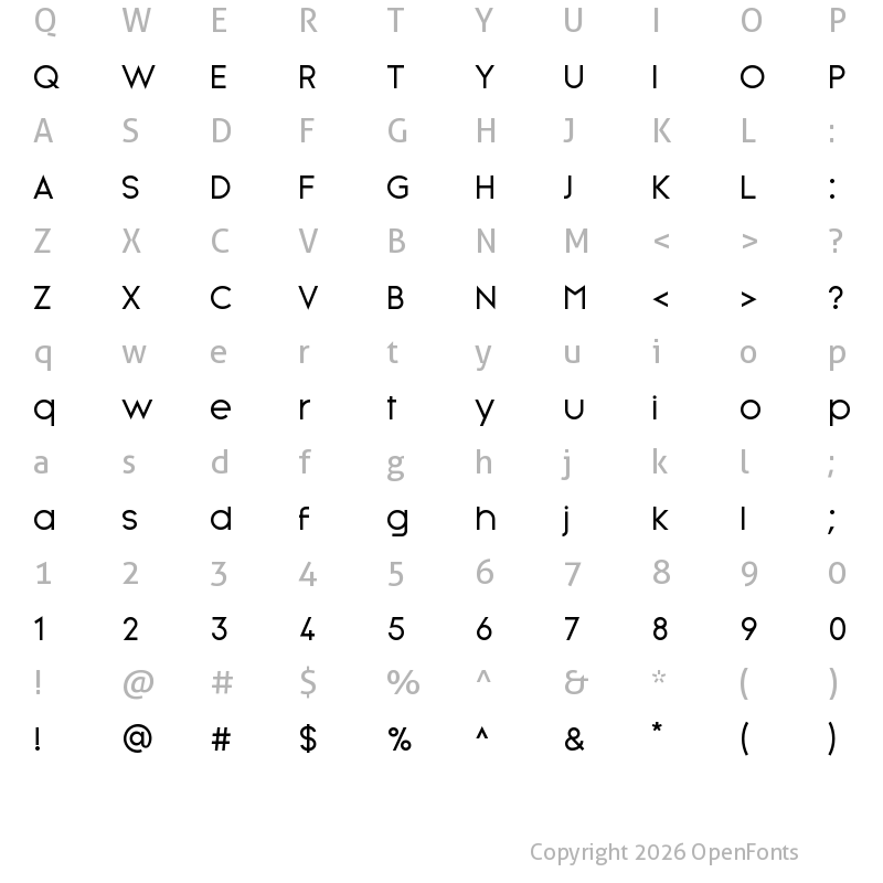 Character Map of Minigap Regular