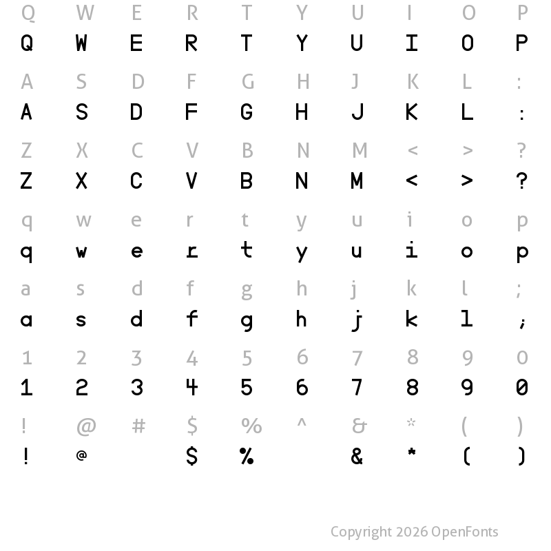 Character Map of Minimal Mono Bold