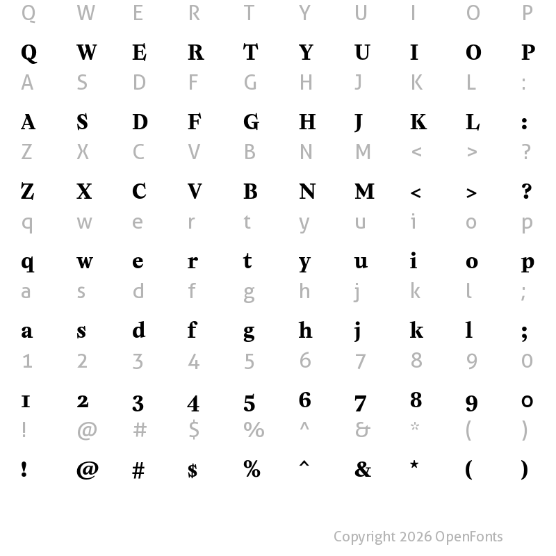 Character Map of Minipax Bold