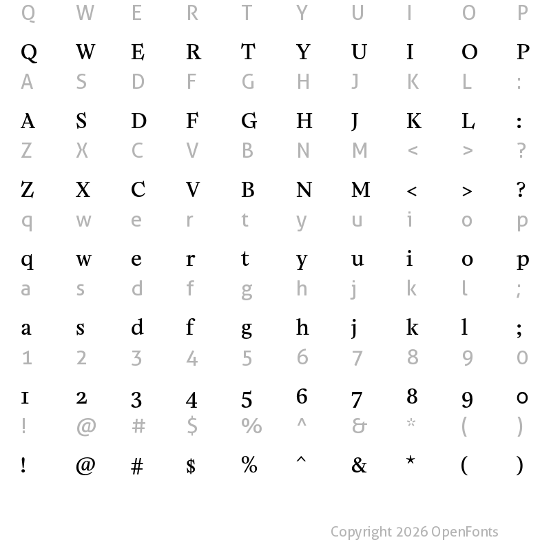 Character Map of Minipax Medium