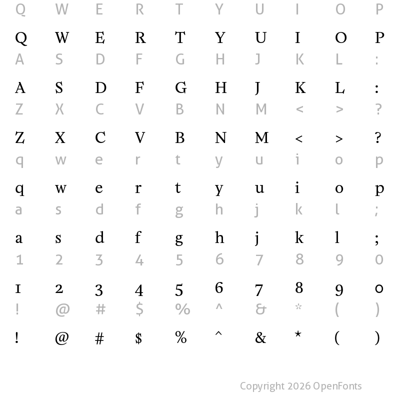 Character Map of Minipax Regular