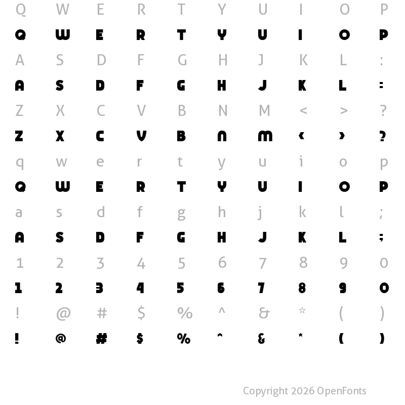Character Map of minison Regular