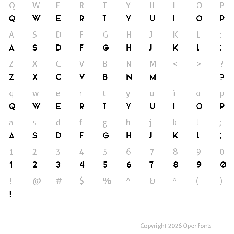 Character Map of Ministro Regular