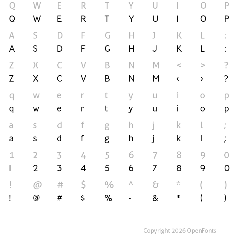 Character Map of Ministry Light