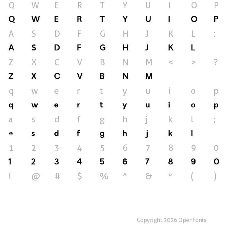 Character Map of Minomu Demi Bold