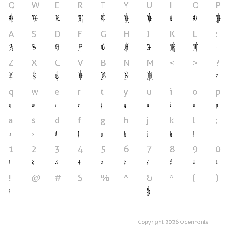 Character Map of Minster6 Regular