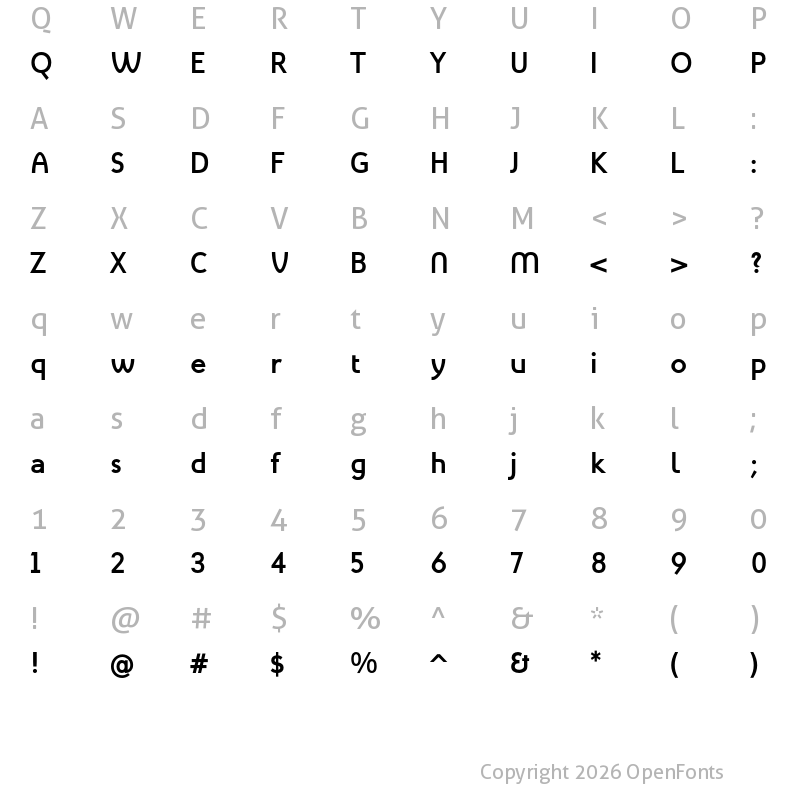 Character Map of Mint Spirit Bold