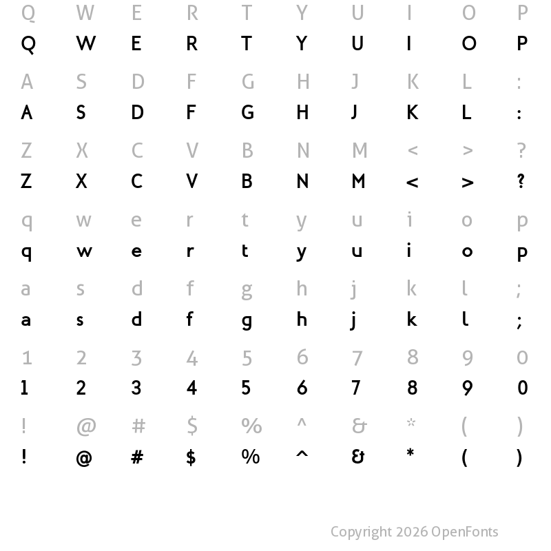 Character Map of Mint Spirit No2 Bold
