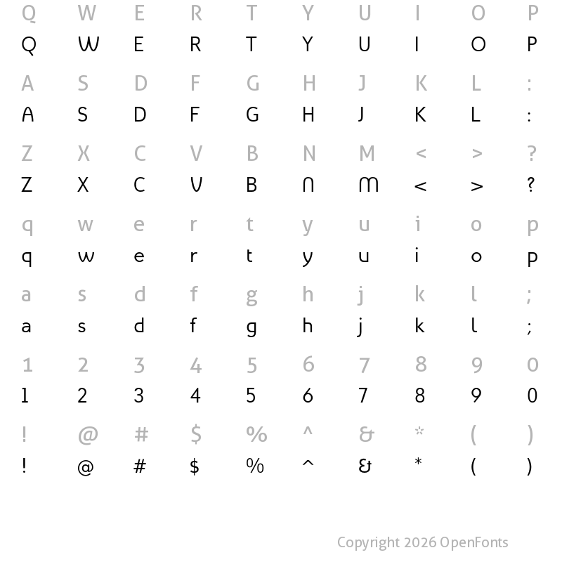 Character Map of Mint Spirit Regular
