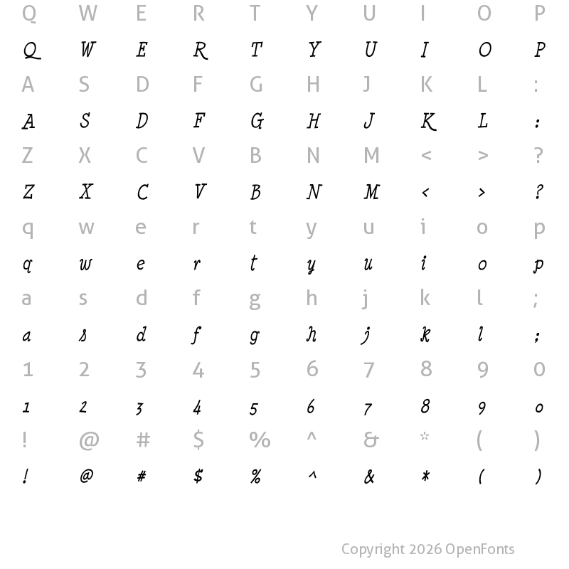 Character Map of Minya Nouvelle Italic