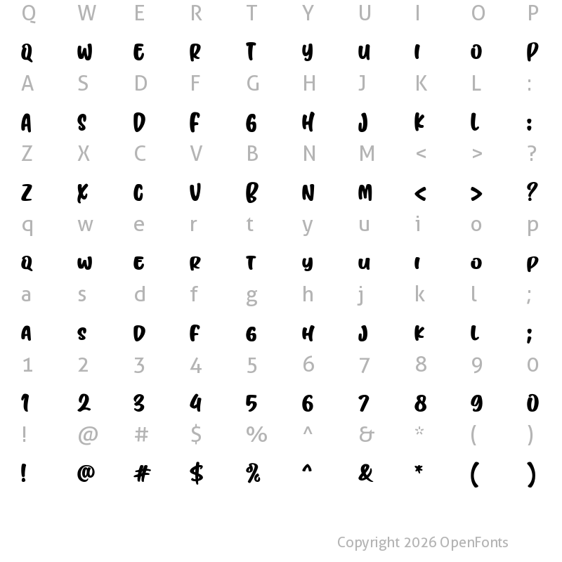 Character Map of Mique Regular