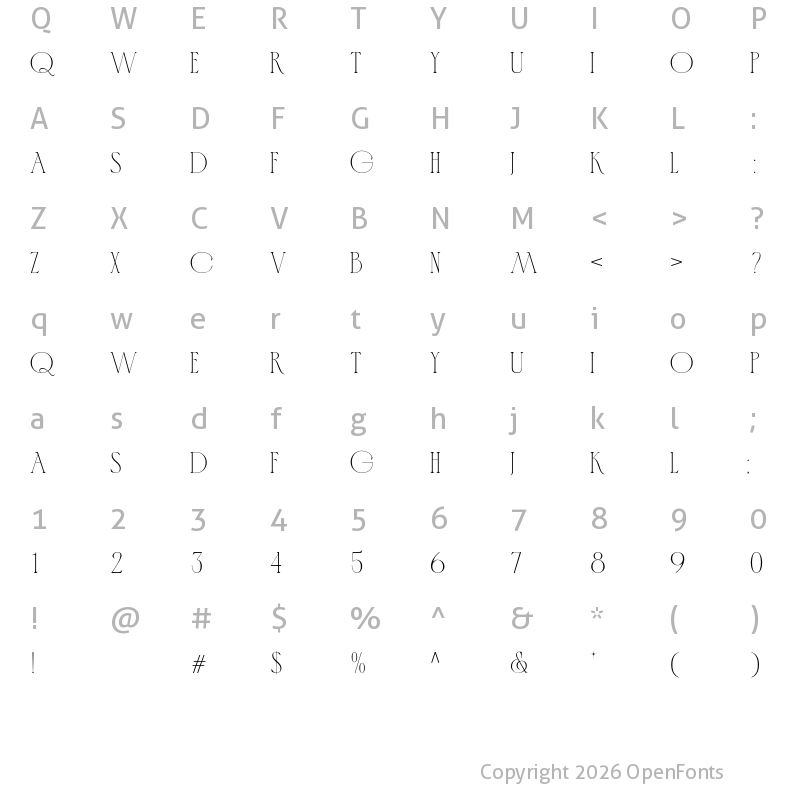 Character Map of Mirra Auriolic Regular