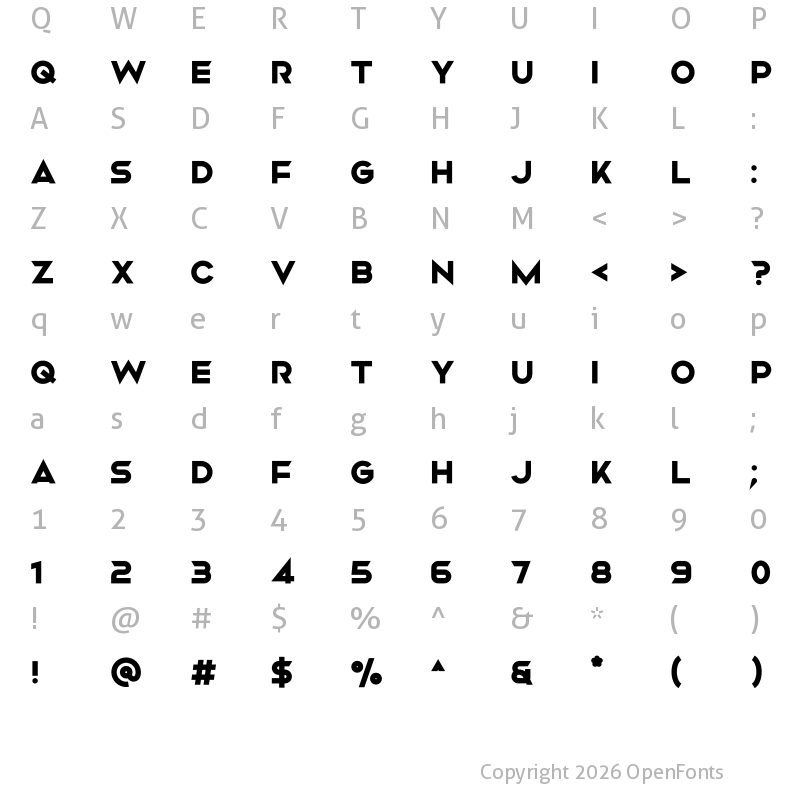 Character Map of Mismo Bold