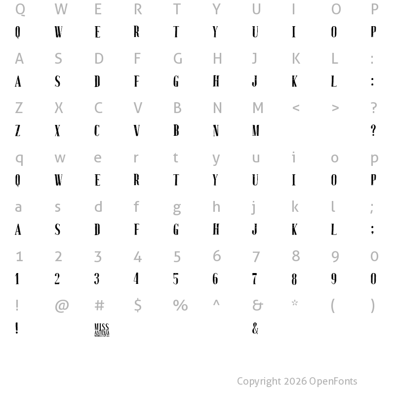 Character Map of Miss Antonia Regular