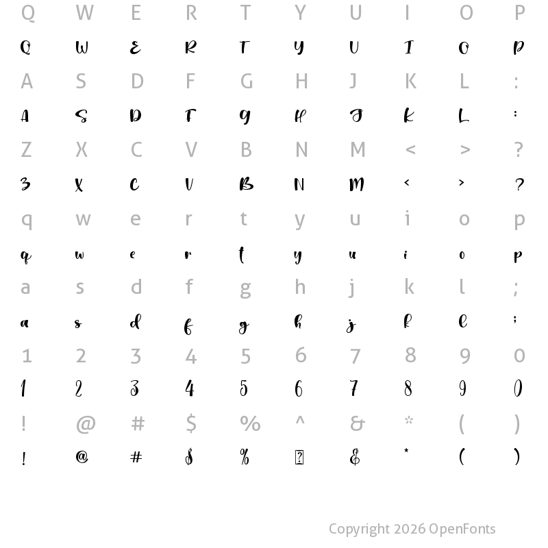 Character Map of Miss Christine - personal use Regular