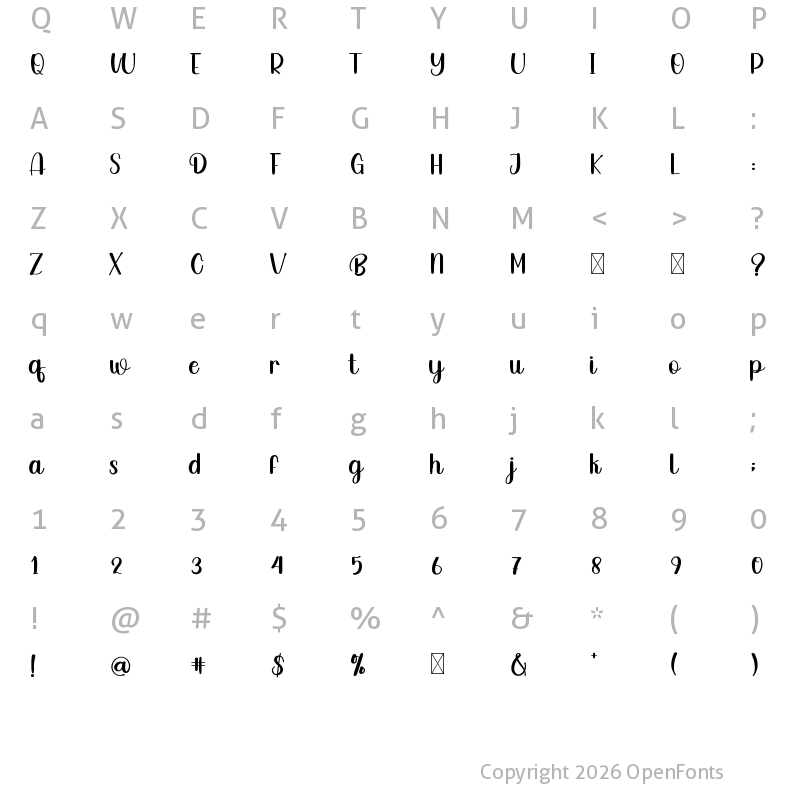 Character Map of Miss Christmas Regular