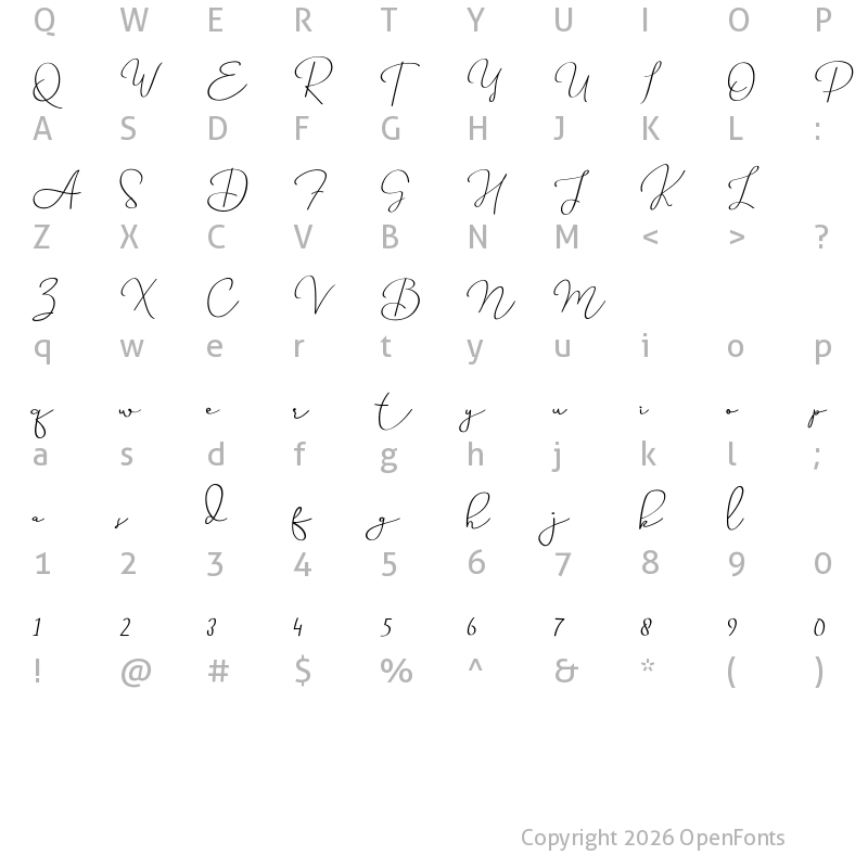 Character Map of Miss Waited Regular