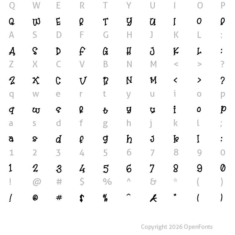 Character Map of Mister Clown Regular