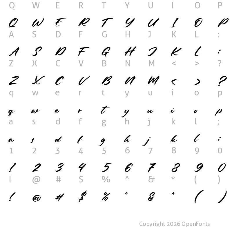 Character Map of Mister Jacky Regular