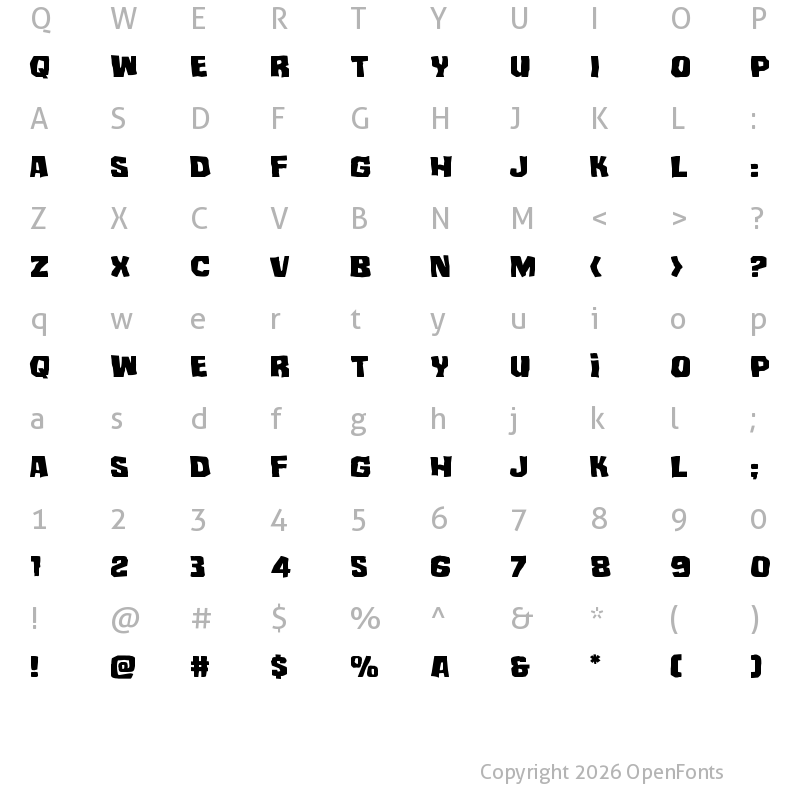 Character Map of Mister Twisted Expanded Expanded