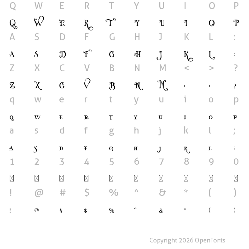 Character Map of Misteri Caps Regular