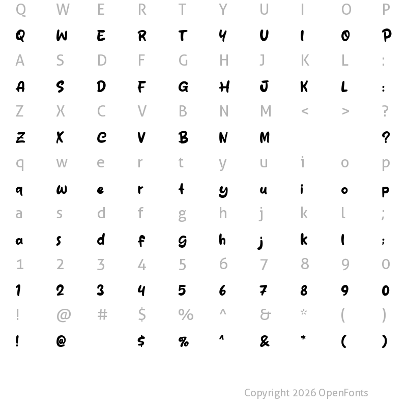 Character Map of Misty Style Regular