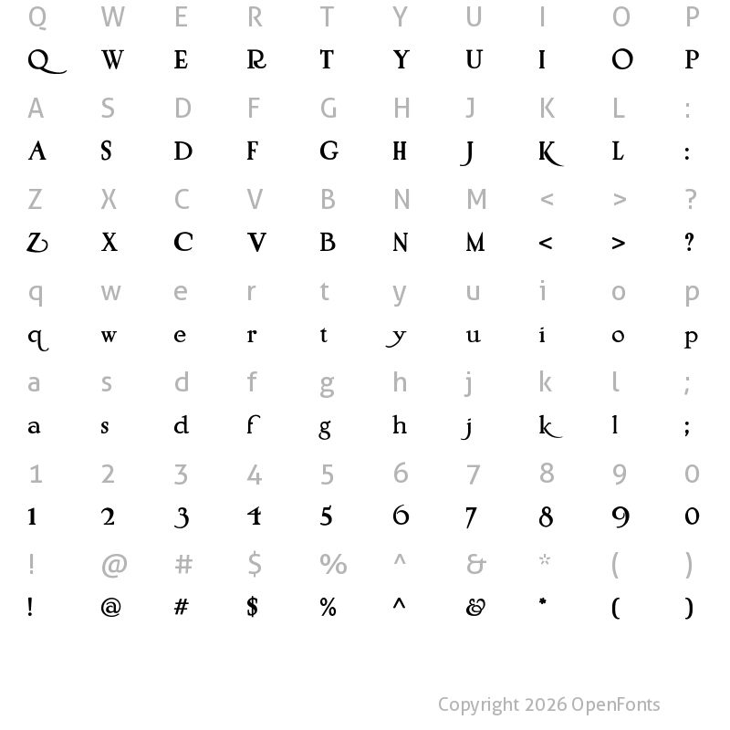 Character Map of MistyMedow Regular