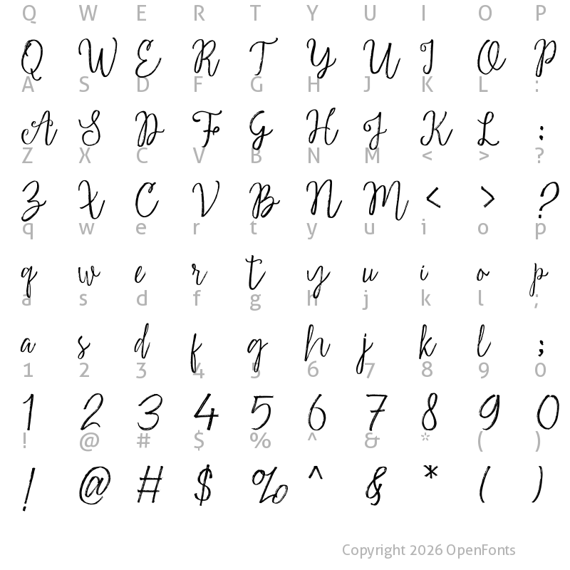 Character Map of Misyela Regular
