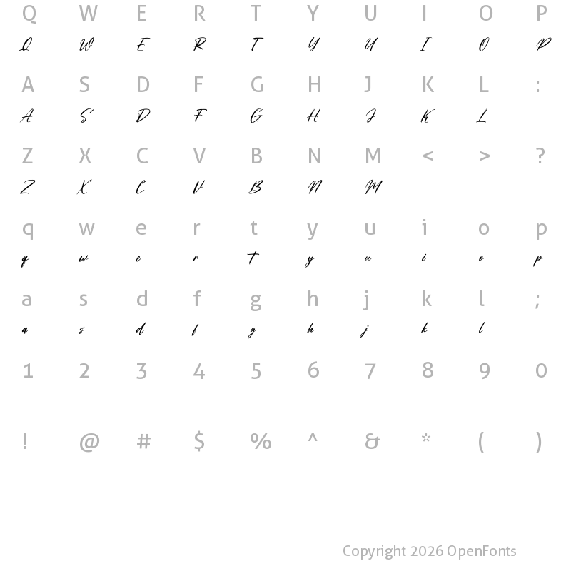 Character Map of Mitoda Reels Free Regular
