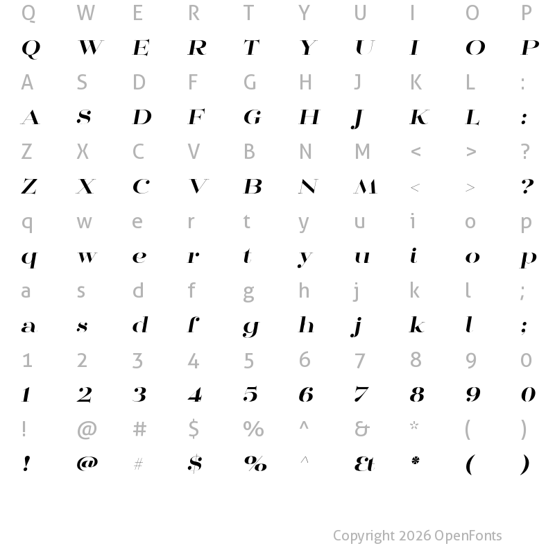 Character Map of Mittwoch Norm Black Italic