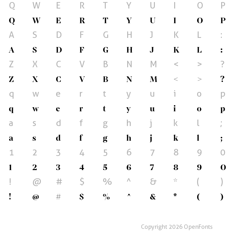 Character Map of Mixta Pro Bold