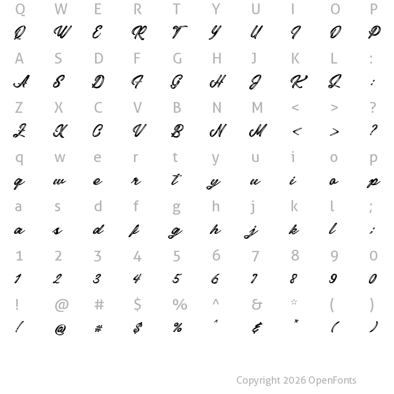 Character Map of Miyabon Regular