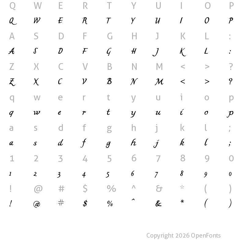 Character Map of MKBritishWriting Regular